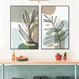 2 Piece Bohemian Leaf Abstract Framed Wall Art - Fansee Australia