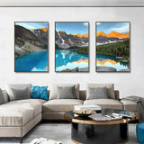 3 Piece Beautiful Mountain Lake Framed Canvas Wall Art - Fansee Australia