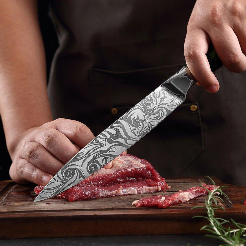 8-Piece Green Handle Knife Set – Stainless Steel Essentials - Fansee Australia