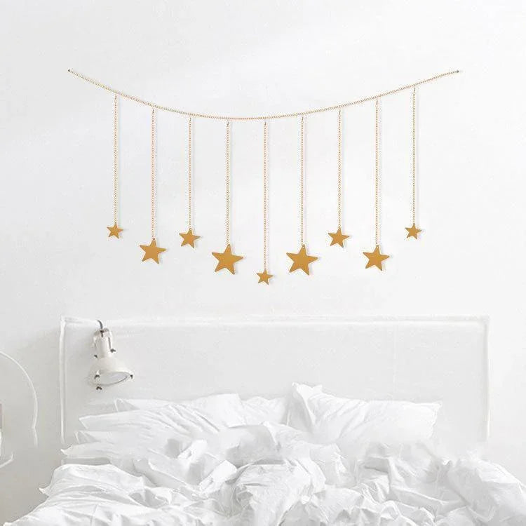 9Pcs Wood Gold Star Garland Wall Decoration Set - Fansee Australia