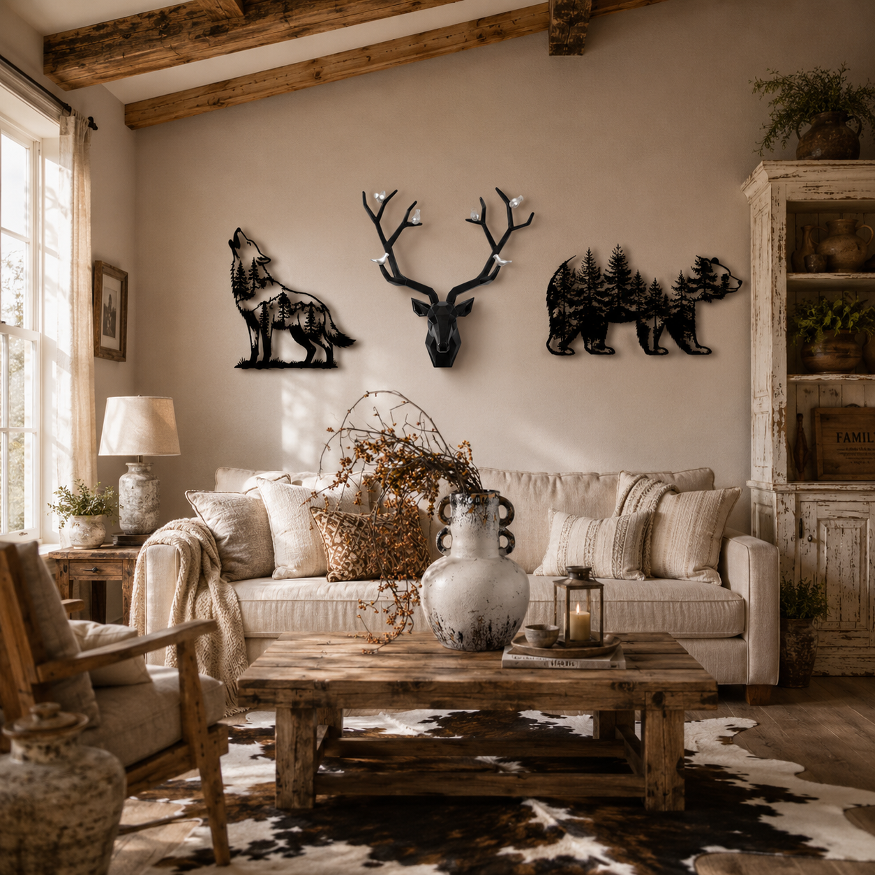Bear & Forest Silhouette Metal Wall Art