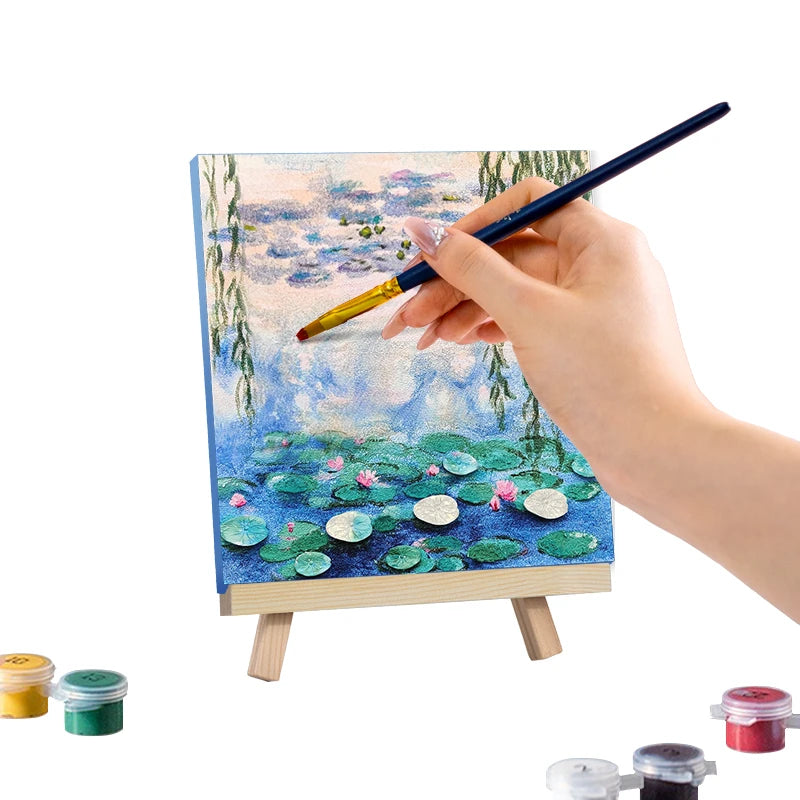 Water Lily Textured Art Kit – Monet-Inspired DIY Gift Box with Easel