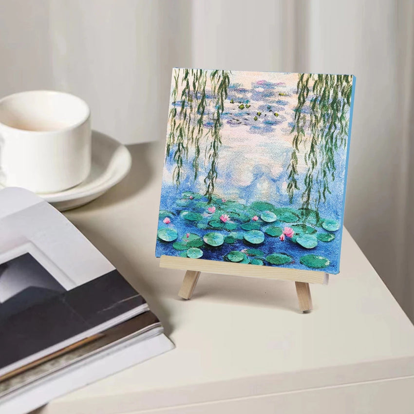 Water Lily Textured Art Kit – Monet-Inspired DIY Gift Box with Easel