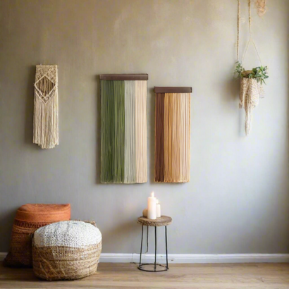 Boho Cascade – 2-Piece Gradient Macrame Wall Hanging Set - Fansee Australia