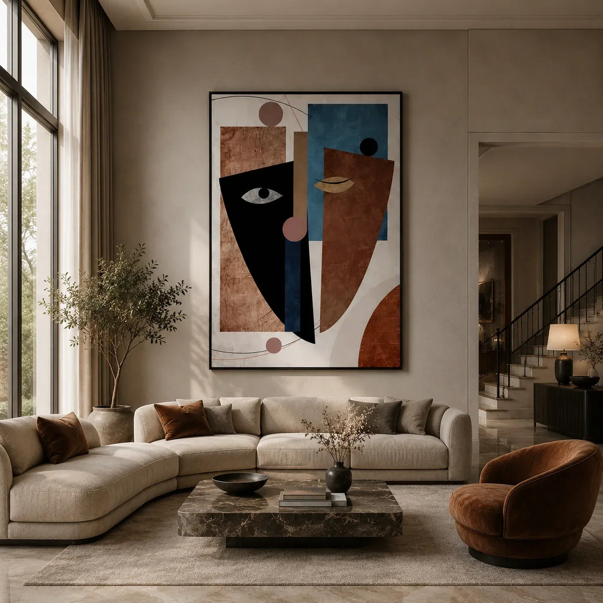 Cubist Reflections: Modern Abstract Art Painting - Fansee Australia