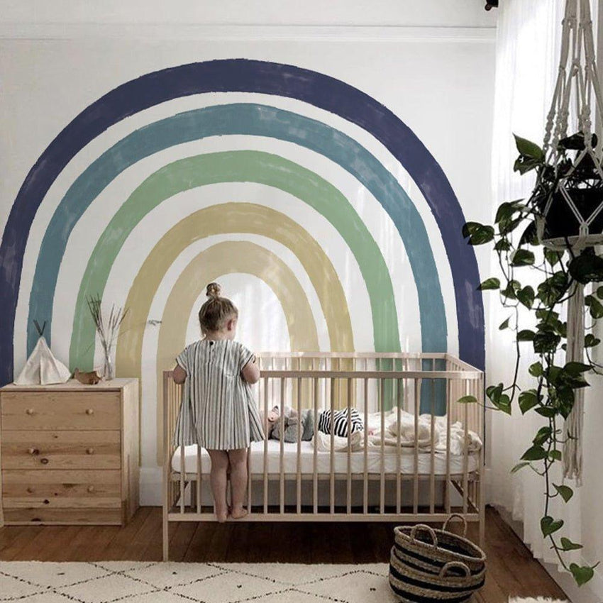 Extra Large Watercolour Blue Rainbow Fabric Wall Sticker - Fansee Australia