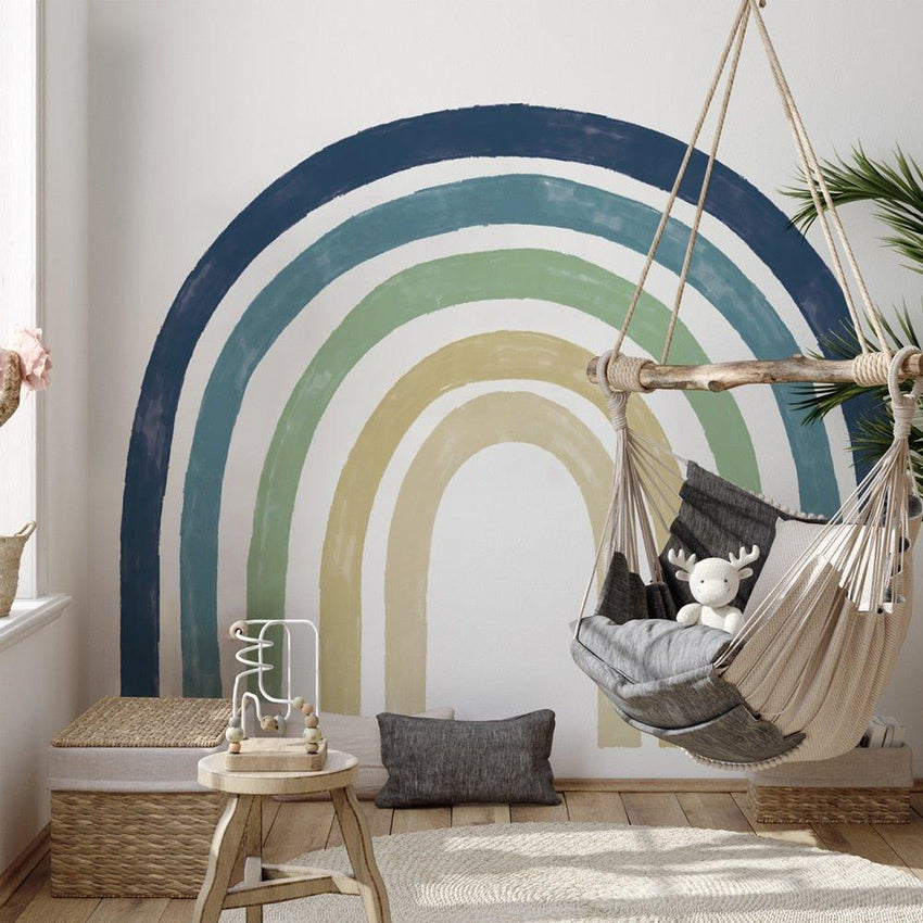 Extra Large Watercolour Blue Rainbow Fabric Wall Sticker - Fansee Australia