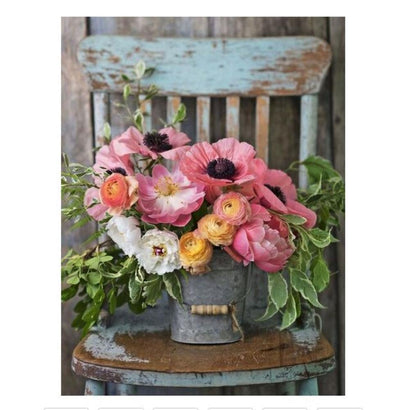 Flower Bucket Painting By Numbers Kit (40x50cm Framed Canvas) - Fansee Australia