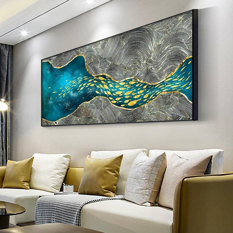 Golden Fish Canvas Wall Art Prints (70x122cm) - Fansee Australia