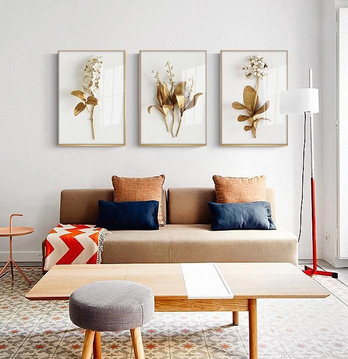 Golden flowers Wall Art Canvas Prints (50x70cm) - Fansee Australia