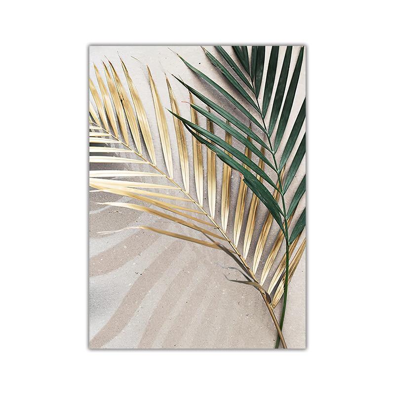 Golden Palm Leaf Botanical Wall Art Prints - 3 Pcs Set (50x70cm) - Fansee Australia