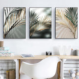 Golden Palm Leaf Botanical Wall Art Prints - 3 Pcs Set (50x70cm) - Fansee Australia