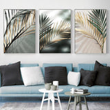 Golden Palm Leaf Botanical Wall Art Prints - 3 Pcs Set (50x70cm) - Fansee Australia