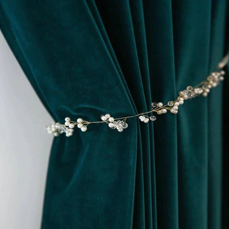 Green Blackout Luxurious Wool Velvet Ready To Hang Curtains - Fansee Australia