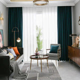 Green Blackout Luxurious Wool Velvet Ready To Hang Curtains - Fansee Australia