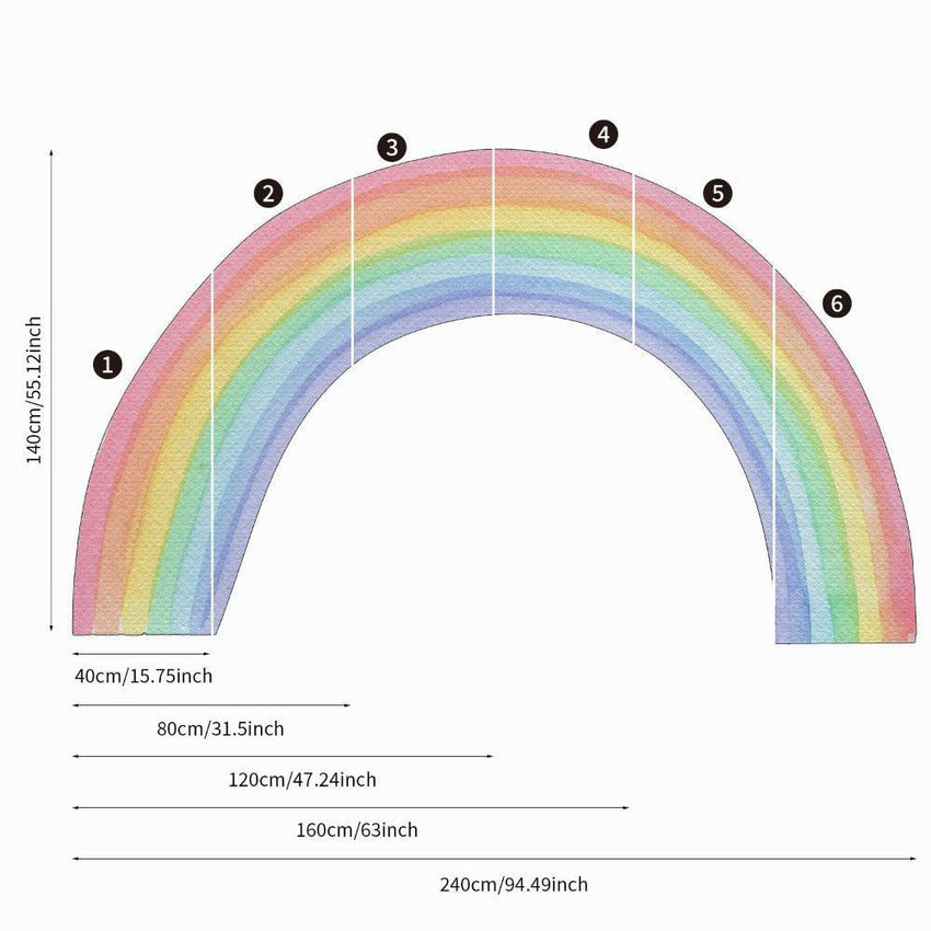 Large Fabric Multicoloured Rainbow Mural Wall Stickers - Fansee Australia