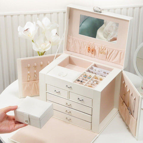 Large Jewellery Box -White Pink - Fansee Australia