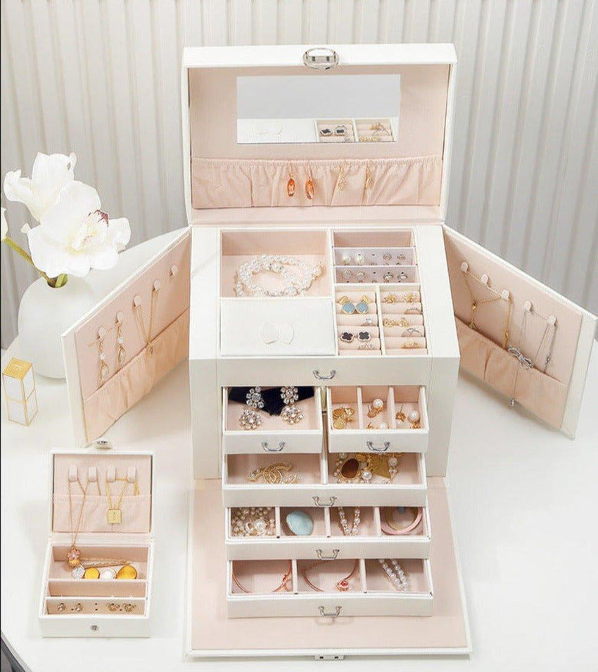 Large Jewellery Box -White Pink - Fansee Australia