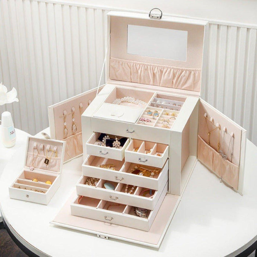 Large Jewellery Box -White Pink - Fansee Australia