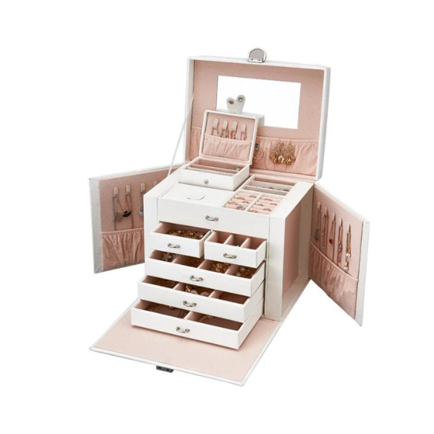 Large Jewellery Box -White Pink - Fansee Australia