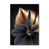 Large Plant Leaf Canvas Prints in Black and Gold - 3 Pcs Set (60x80cm) - Fansee Australia