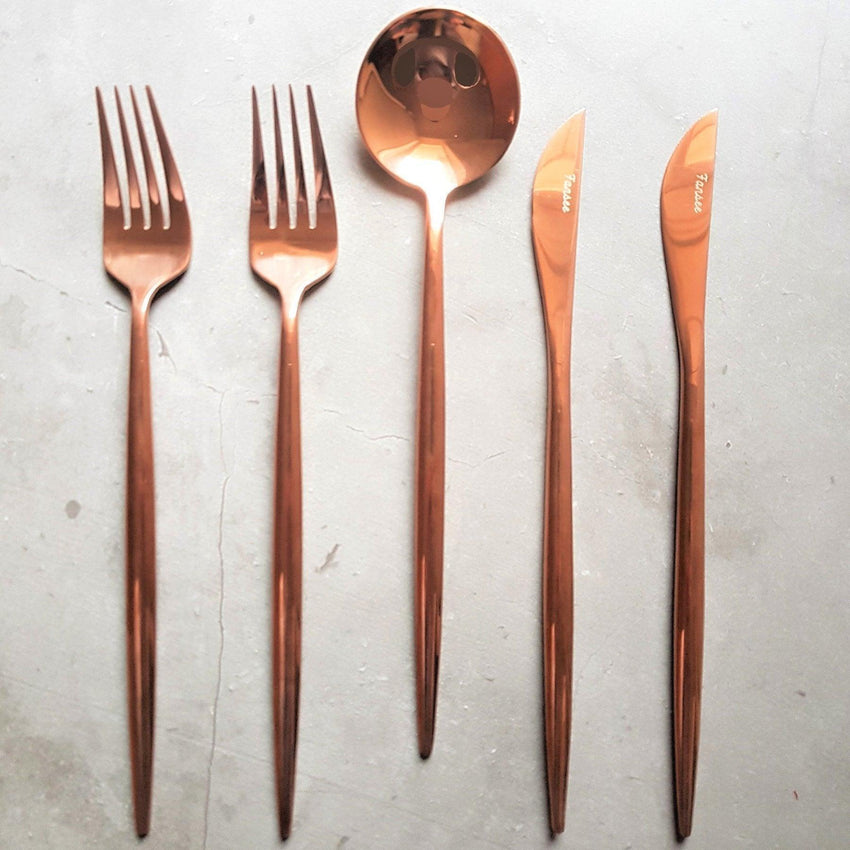 Luxurious Rose Gold Cutlery Set (16 Piece Cutlery Set) - Fansee Australia