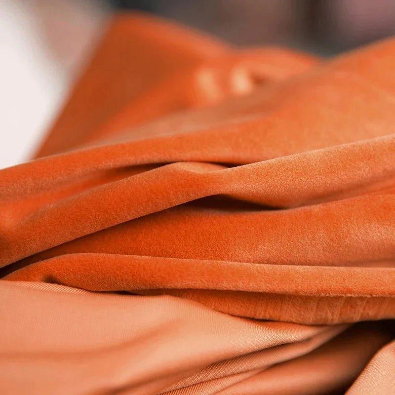 Orange Blackout Luxurious Wool Velvet Ready To Hang Curtains - Fansee Australia