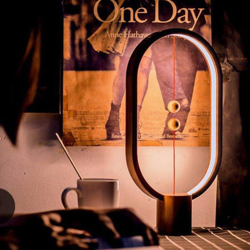 Oval Shape Magnetic LED Lamp - Wood - Fansee Australia