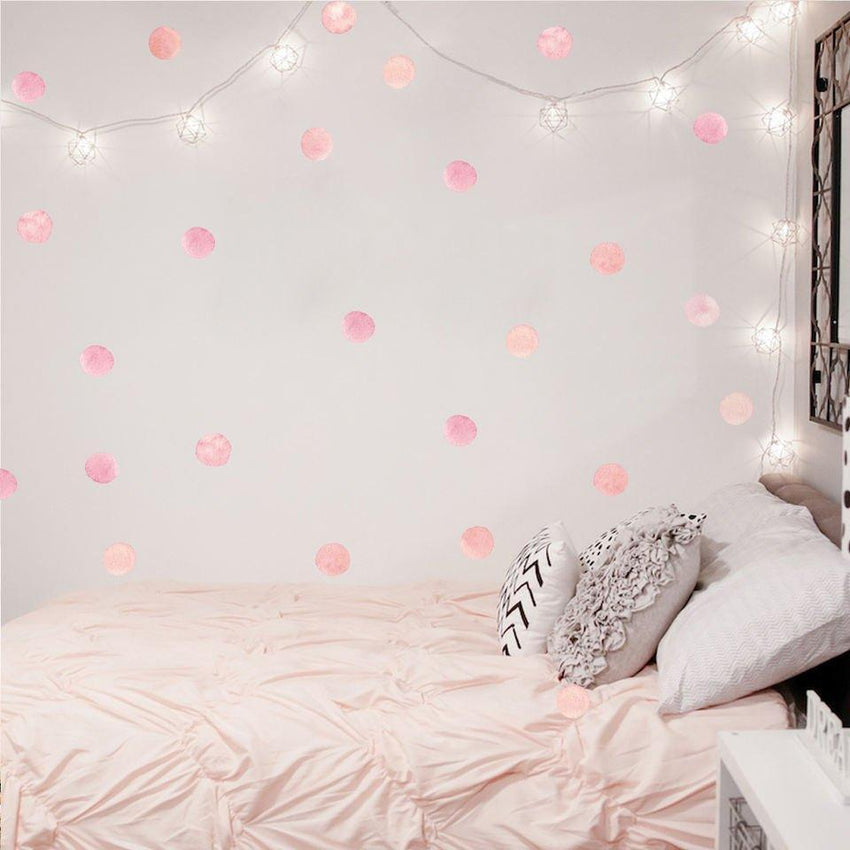 Pink Watercolour Rainbow And Dots Wall Stickers - Fansee Australia