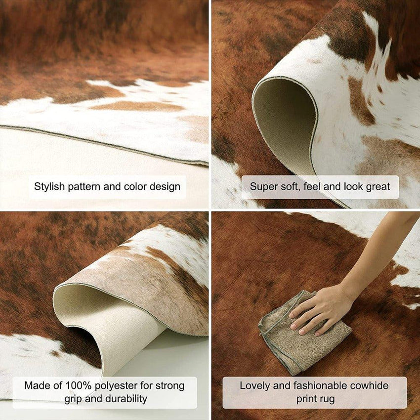 Premium Quality Large Artificial Khaki Cowhide Rug - Fansee Australia
