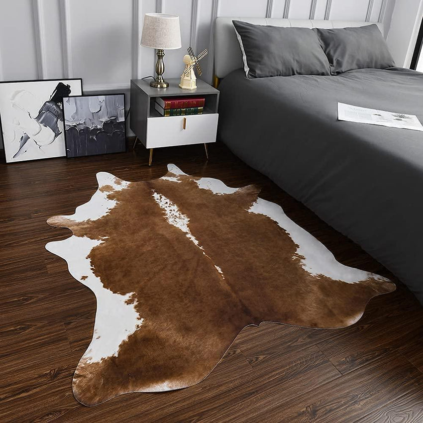 Premium Quality Large Artificial Khaki Cowhide Rug - Fansee Australia