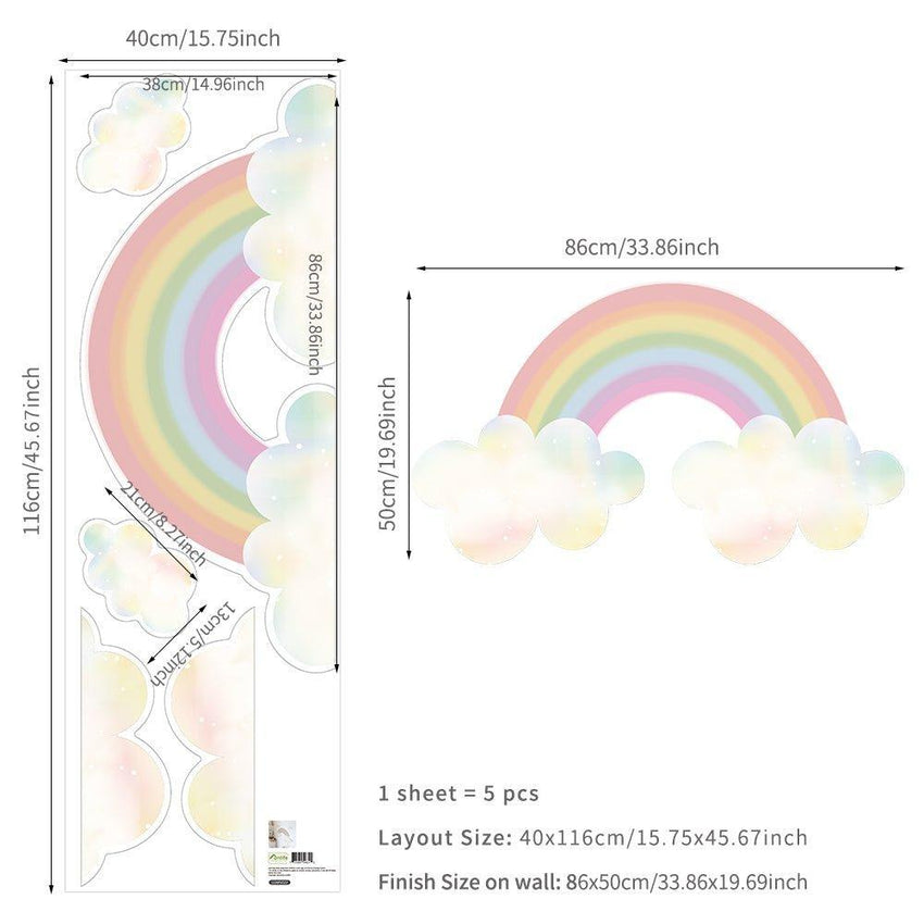 Rainbow Cloud Peel and Stick Art Wall Sticker - Fansee Australia