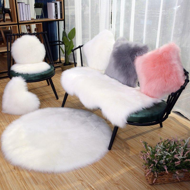 Round Shaggy Faux Fur Sheepskin Rug (120cm) - Fansee Australia