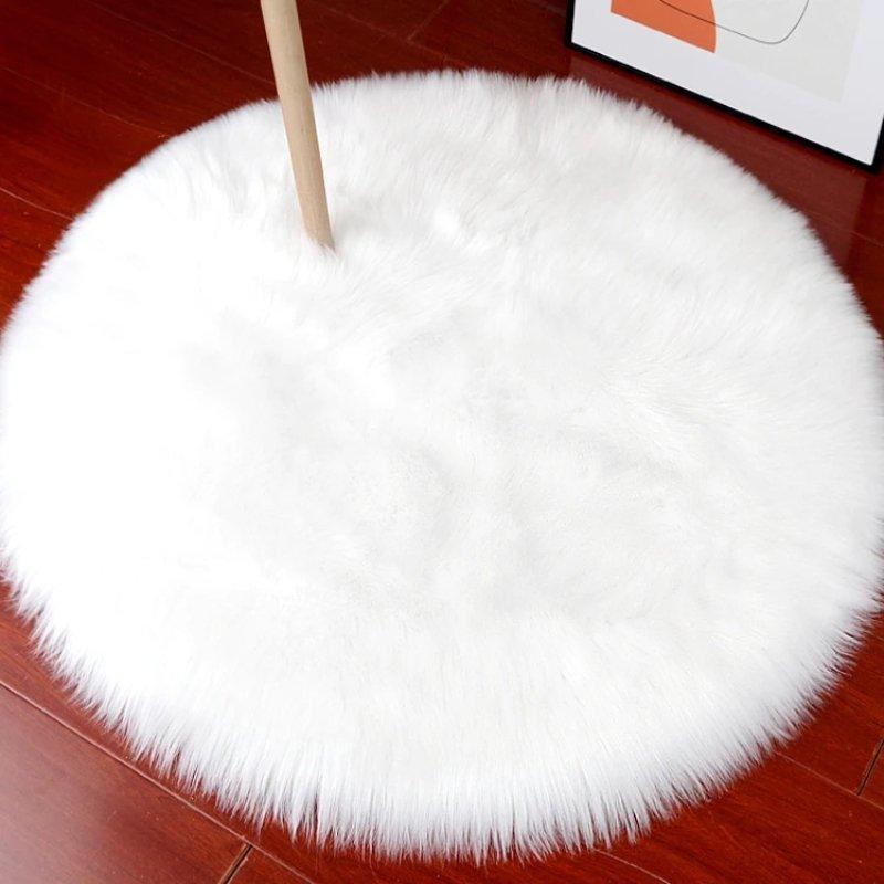 Round Shaggy Faux Fur Sheepskin Rug (120cm) - Fansee Australia