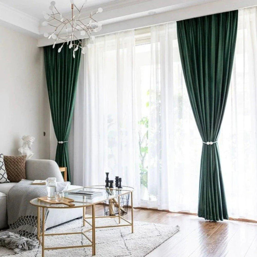 Velvet Majesty Emerald Green Blackout Curtains - Fansee Australia