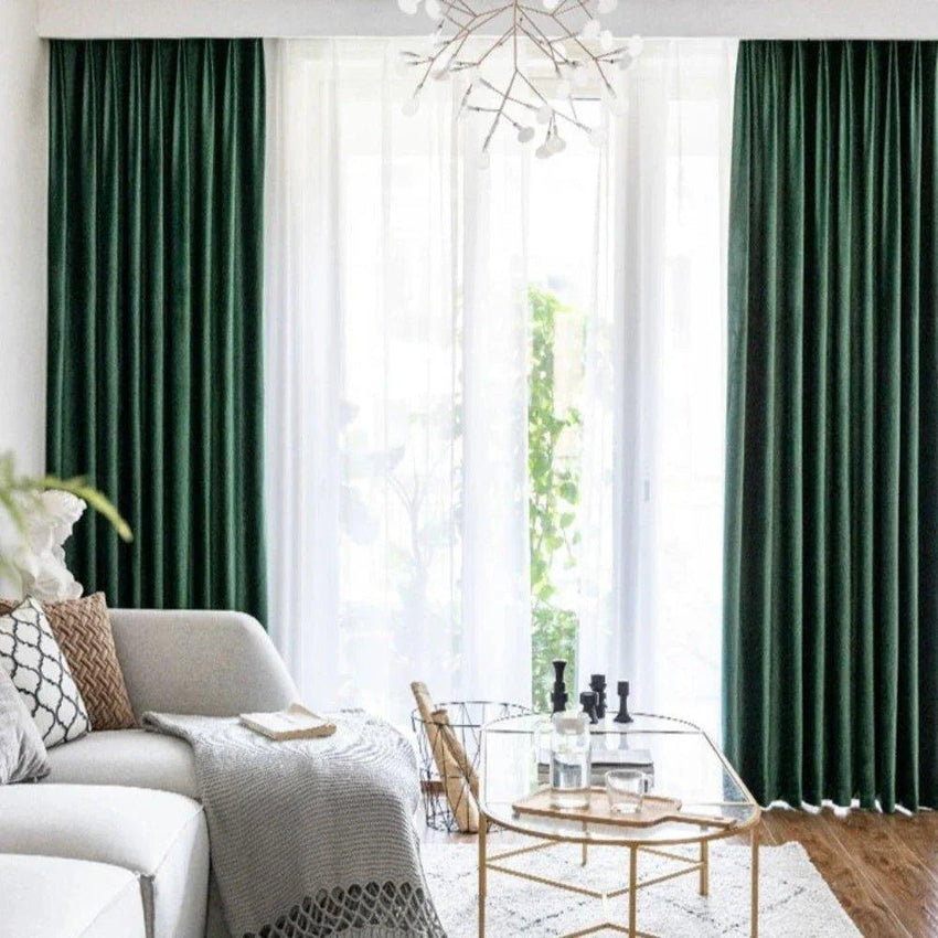 Velvet Majesty Emerald Green Blackout Curtains - Fansee Australia