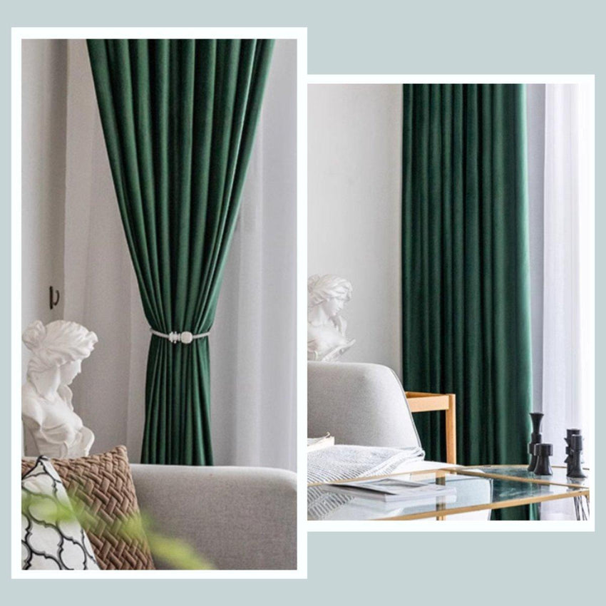 Velvet Majesty Emerald Green Blackout Curtains - Fansee Australia