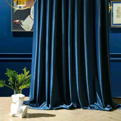 Whispering Velvet Blue Blackout Curtains - Fansee Australia