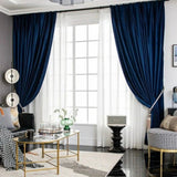 Whispering Velvet Blue Blackout Curtains - Fansee Australia