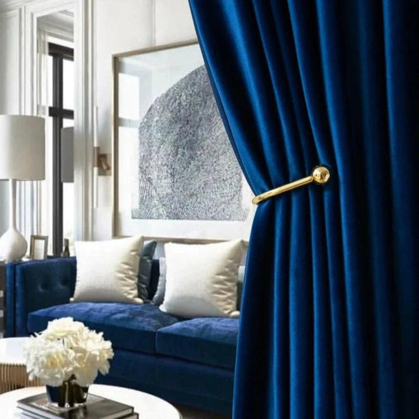 Whispering Velvet Blue Blackout Curtains - Fansee Australia