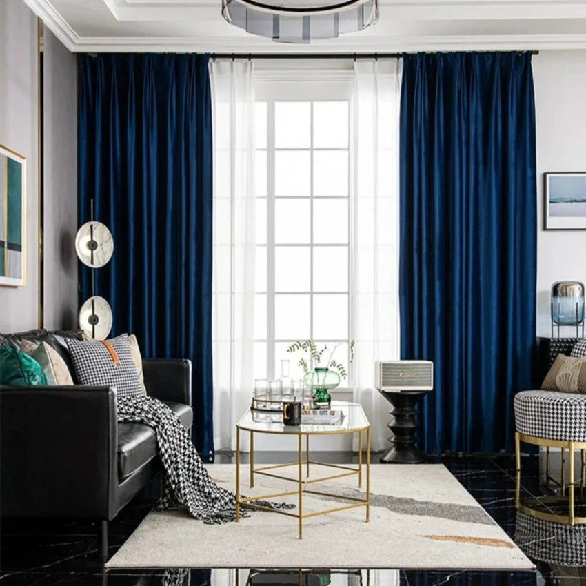 Whispering Velvet Blue Blackout Curtains - Fansee Australia