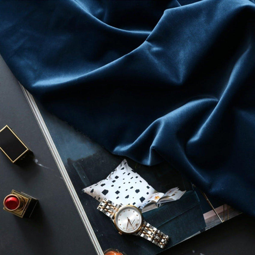 Whispering Velvet Blue Blackout Curtains - Fansee Australia