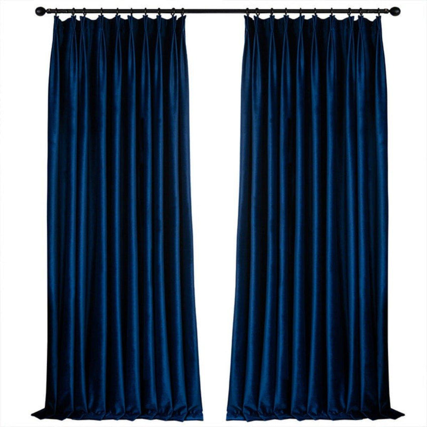 Whispering Velvet Blue Blackout Curtains - Fansee Australia