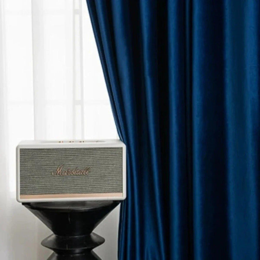 Whispering Velvet Blue Blackout Curtains - Fansee Australia
