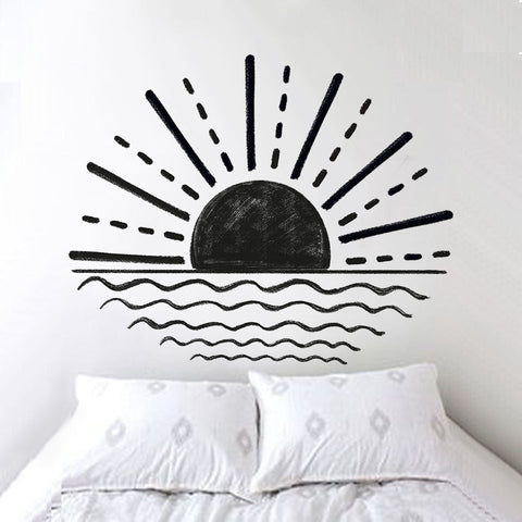 Minimalist Sun And Waves Wall Sticker - Fansee Australia