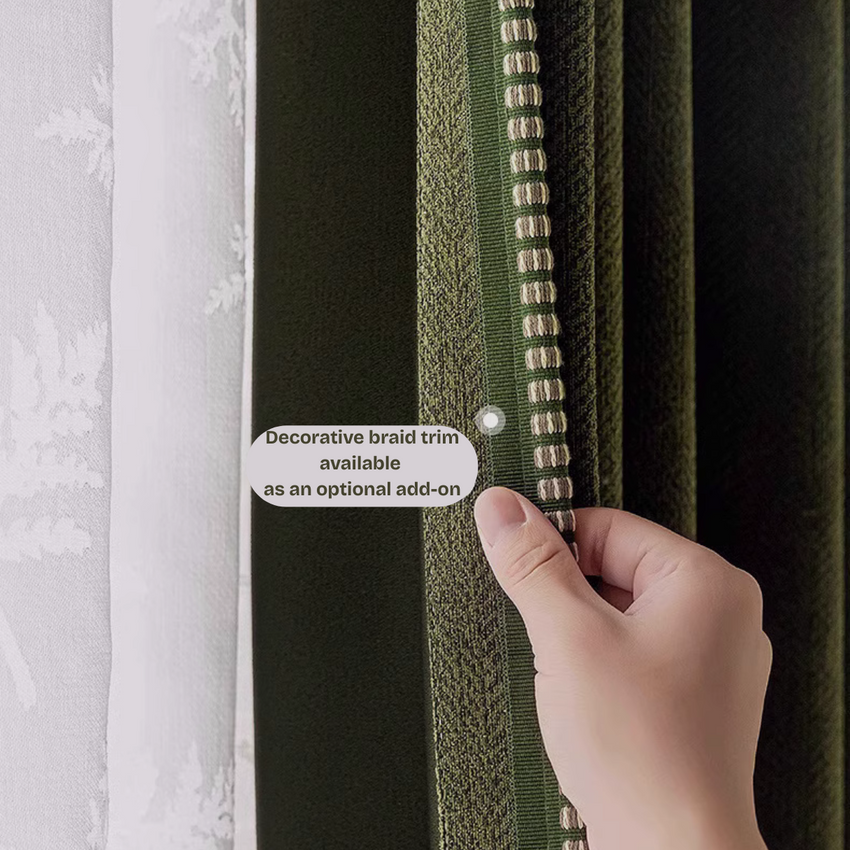 Verdant Loom Textured Chenille Curtain Panel – Vintage Green Drapery