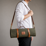 11-Pocket Canvas Knife Bag – Green Roll-Up Chef’s Organizer