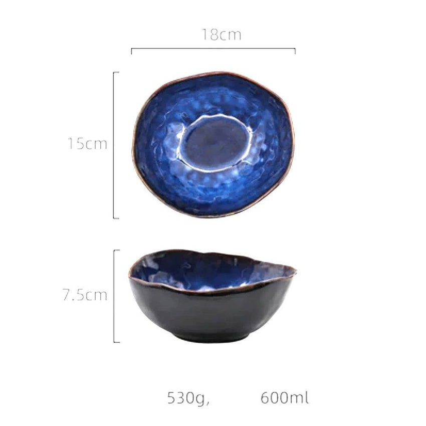 18cm 4 Pcs Set Handmade Blue Artisan Dinner Bowl - Fansee Australia