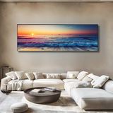 Sunset Symphony – Beach Horizon Framed Wall Art (50x150cm)
