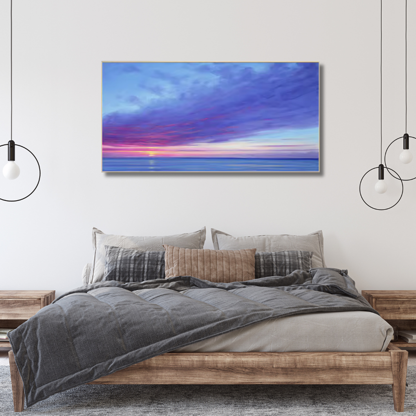 Coastal Wave Symphony – Framed Ocean Sunset Canvas Art (70x100cm)